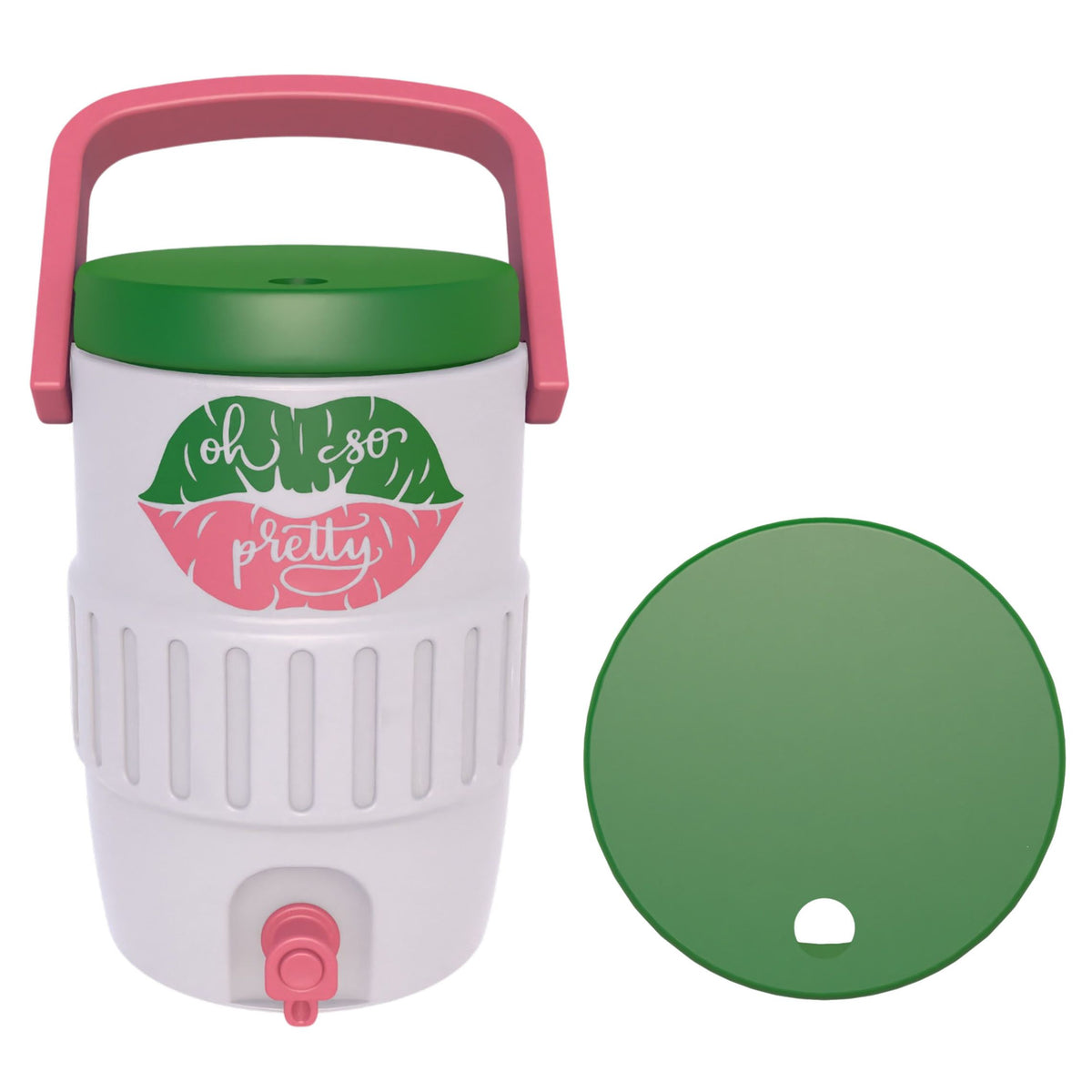Pink and Green Lips Mini Water Cooler STL File with Handle and Spigot