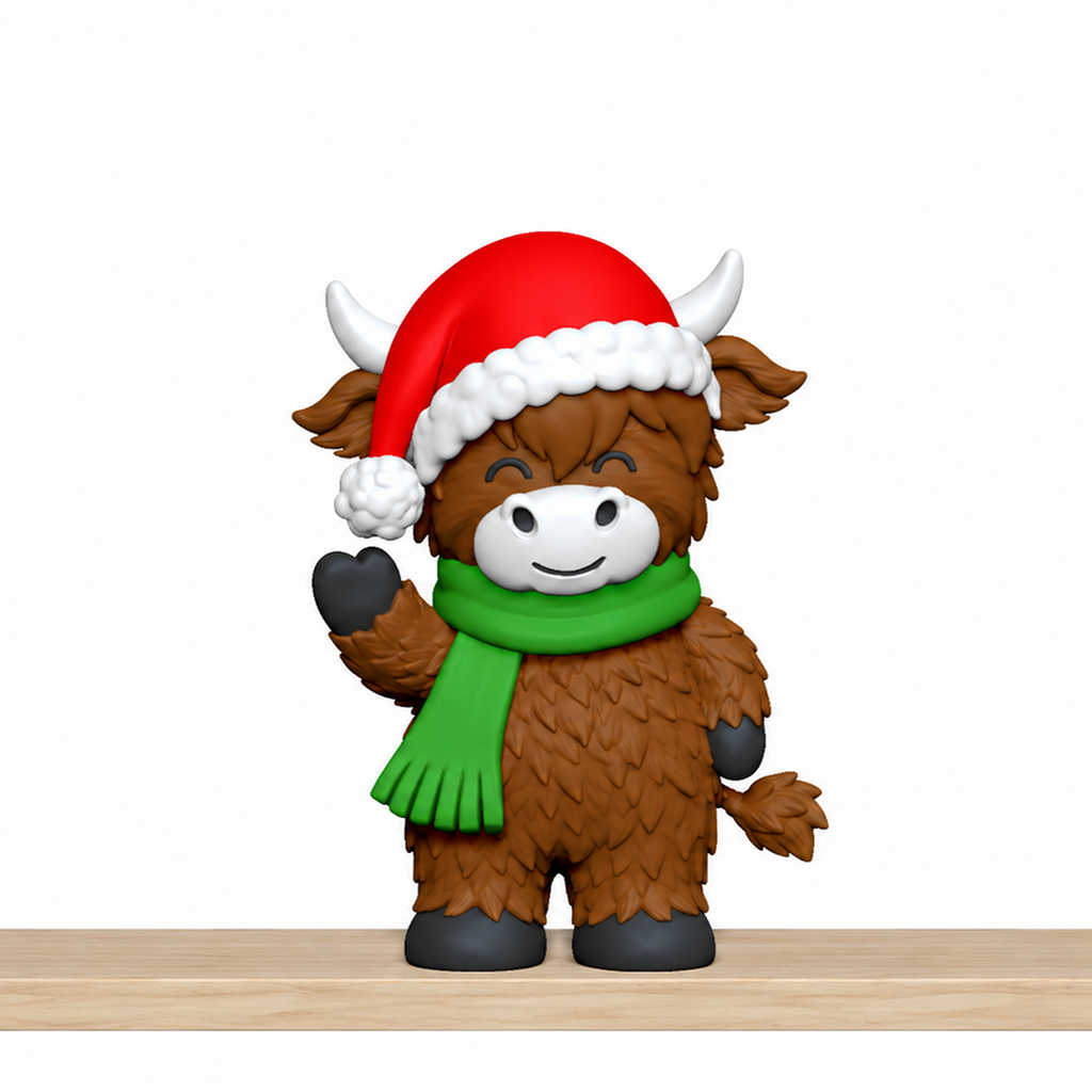 Christmas Highland Cow STL Bundle with Wreath Tree and Cocoa 8