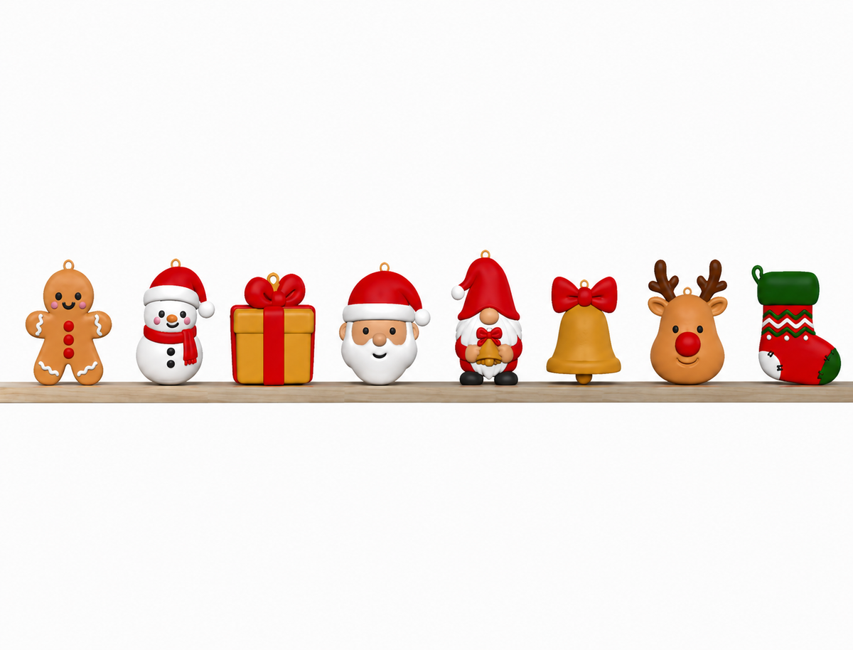 Christmas Ornament STL Bundle with Gingerbread Snowman Santa 11