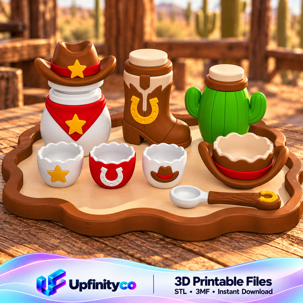 Cowboy Playset STL Bundle with Tray Bowls Jars and Spoon