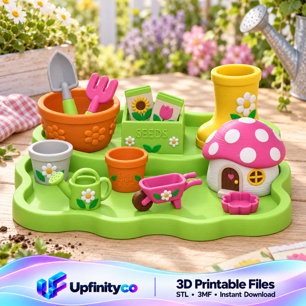 Gardening Playset STL Bundle with Wheelbarrow Watering Can and Pots