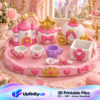 Princess Tea Party Playset STL Bundle with Castle Carriage and Crown