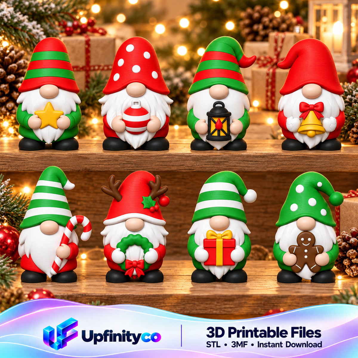 Christmas Gnome STL Bundle with 8 Cute Holiday Gnome Figurin 1