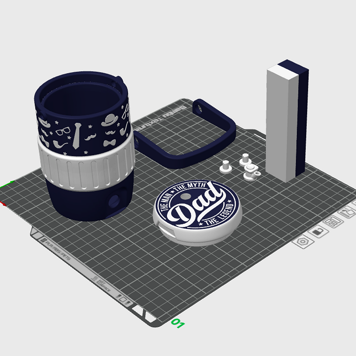 Dad The Man The Myth The Legend Mini Water Cooler STL Navy Gift