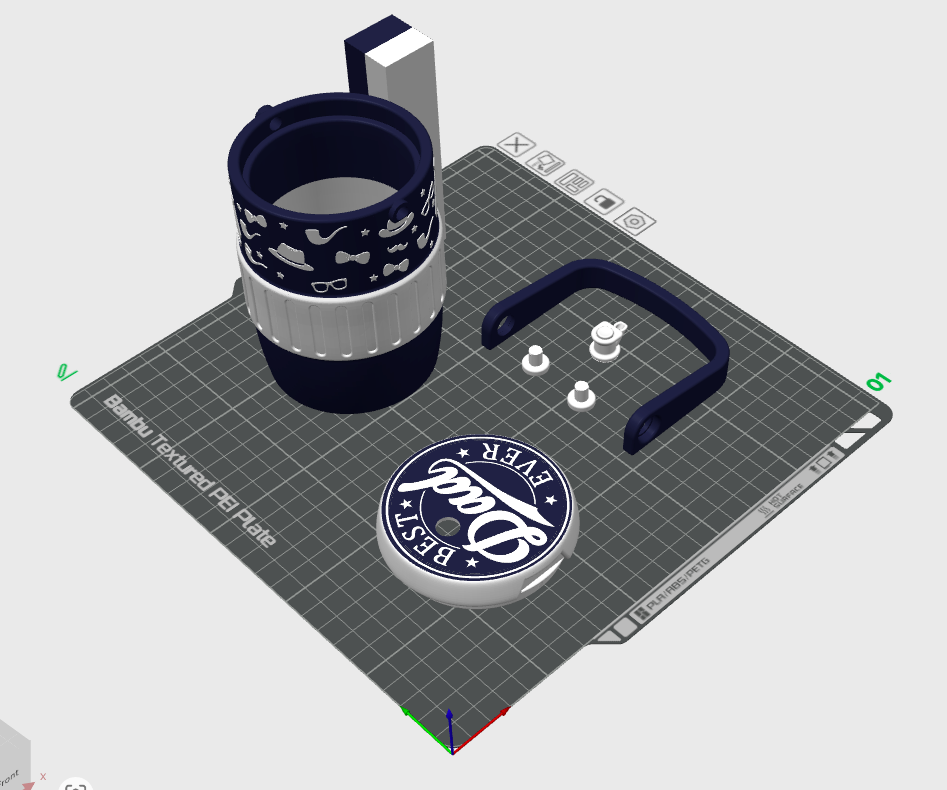 Father's Day Best Dad Ever Mini Water Cooler STL in Navy and White