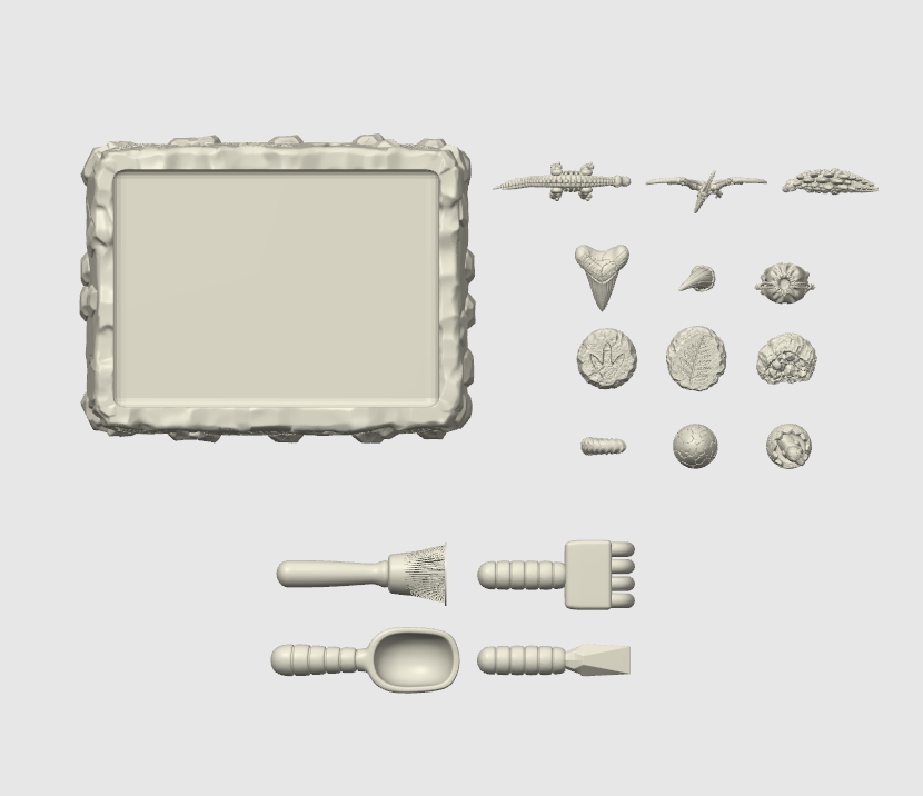 Dinosaur Fossil Dig Playset STL Bundle with Skeletons Eggs and Tools