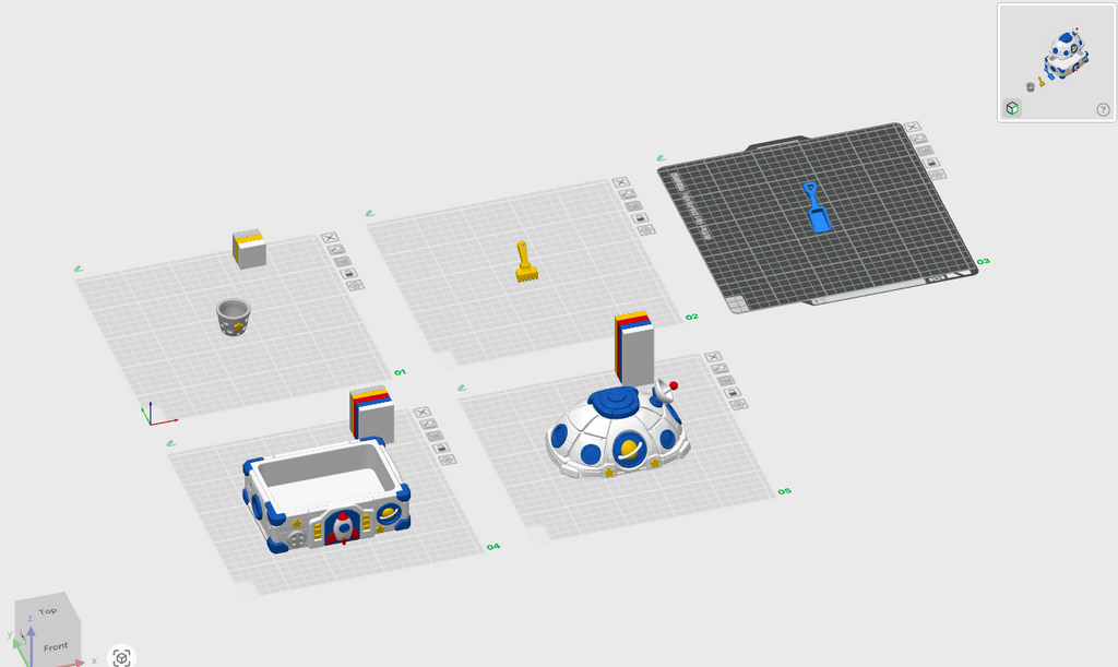 Space Sandbox STL Bundle with Rocket Dome Lid Bucket and Scoop