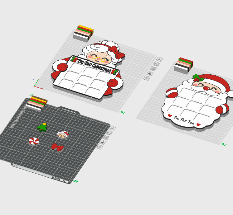 Christmas Tic Tac Toe STL Bundle with Santa and Mrs Claus Boards