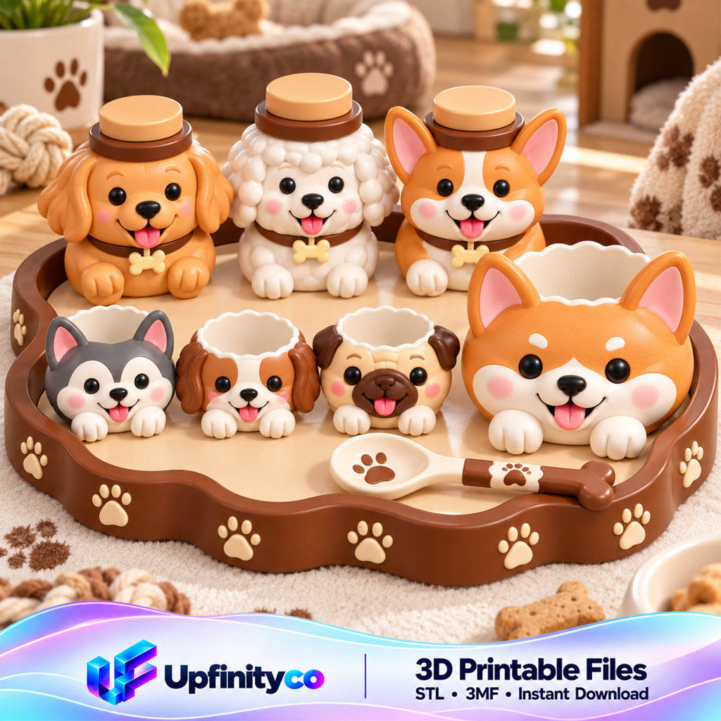 Puppy Playset STL Bundle with Tray Bowls Jars and Spoon