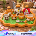 Highland Cow Playset STL Bundle with Tray Bowls Jars and Spoon