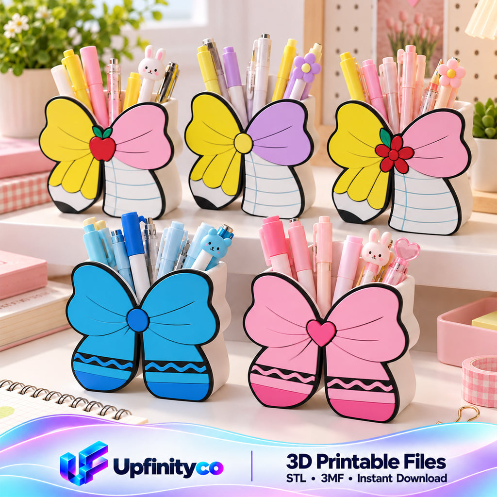 Back to School Pencil Bow Pen Holder STL Bundle