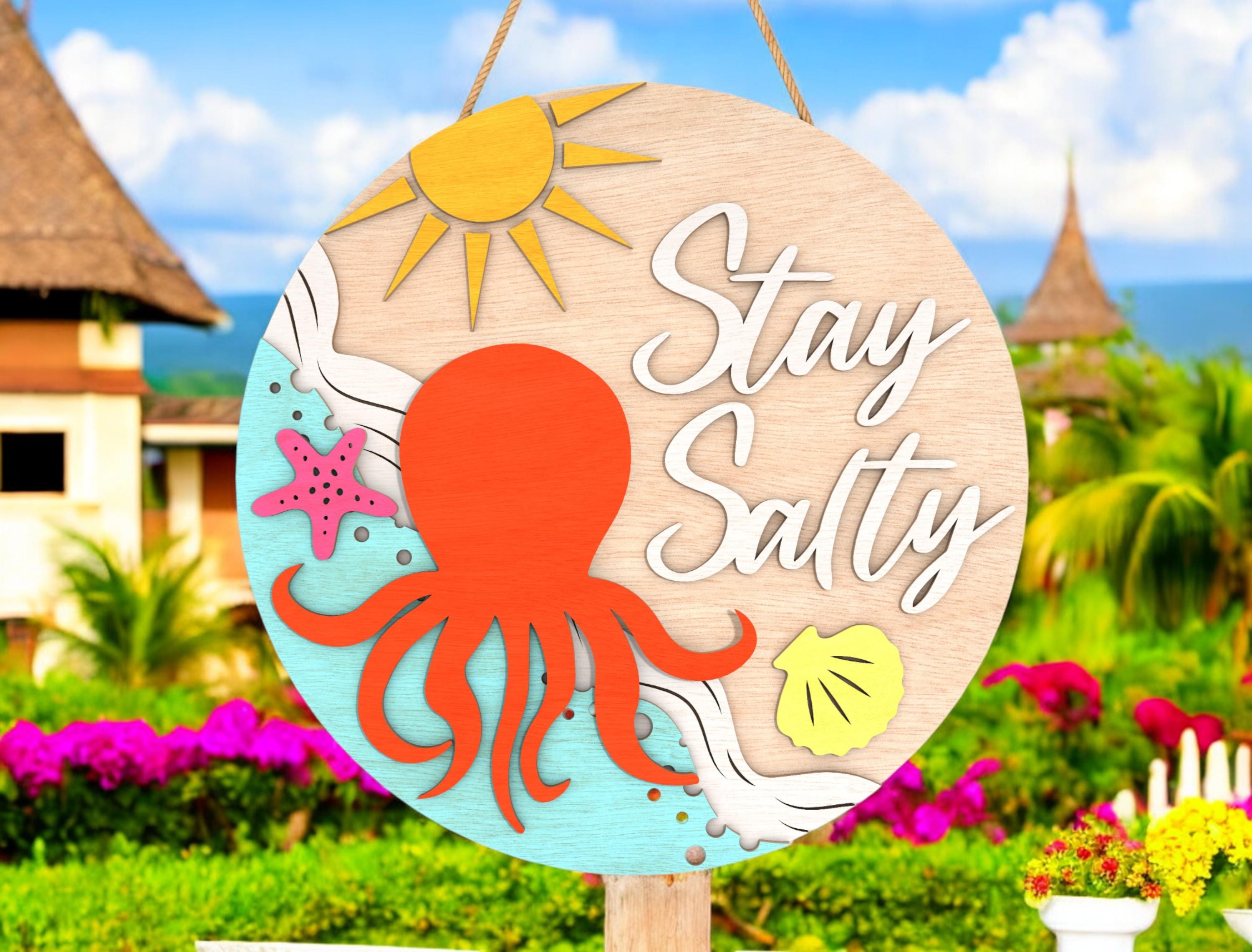 Ocean Cottage MDF Wall Hanger, Summer Beach Door Sign ,Summer Door Hanger, Popsicle Door Hanger, Hello Summer Door Hanger