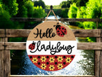 Hello Ladybug DIY Door Hanger Kit, Summer Door Sign, Laser Cut Wood Craft Kit, Cute Summer Ladybug Decor, MDF Wood Wall Hanging