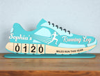 Personalized Running Miles Tracker Sign, Custom Shoe Shelf Decor, Miles Run This Year Counter, Gift for Runners