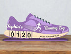 Personalized Running Miles Tracker Sign, Custom Shoe Shelf Decor, Miles Run This Year Counter, Gift for Runners