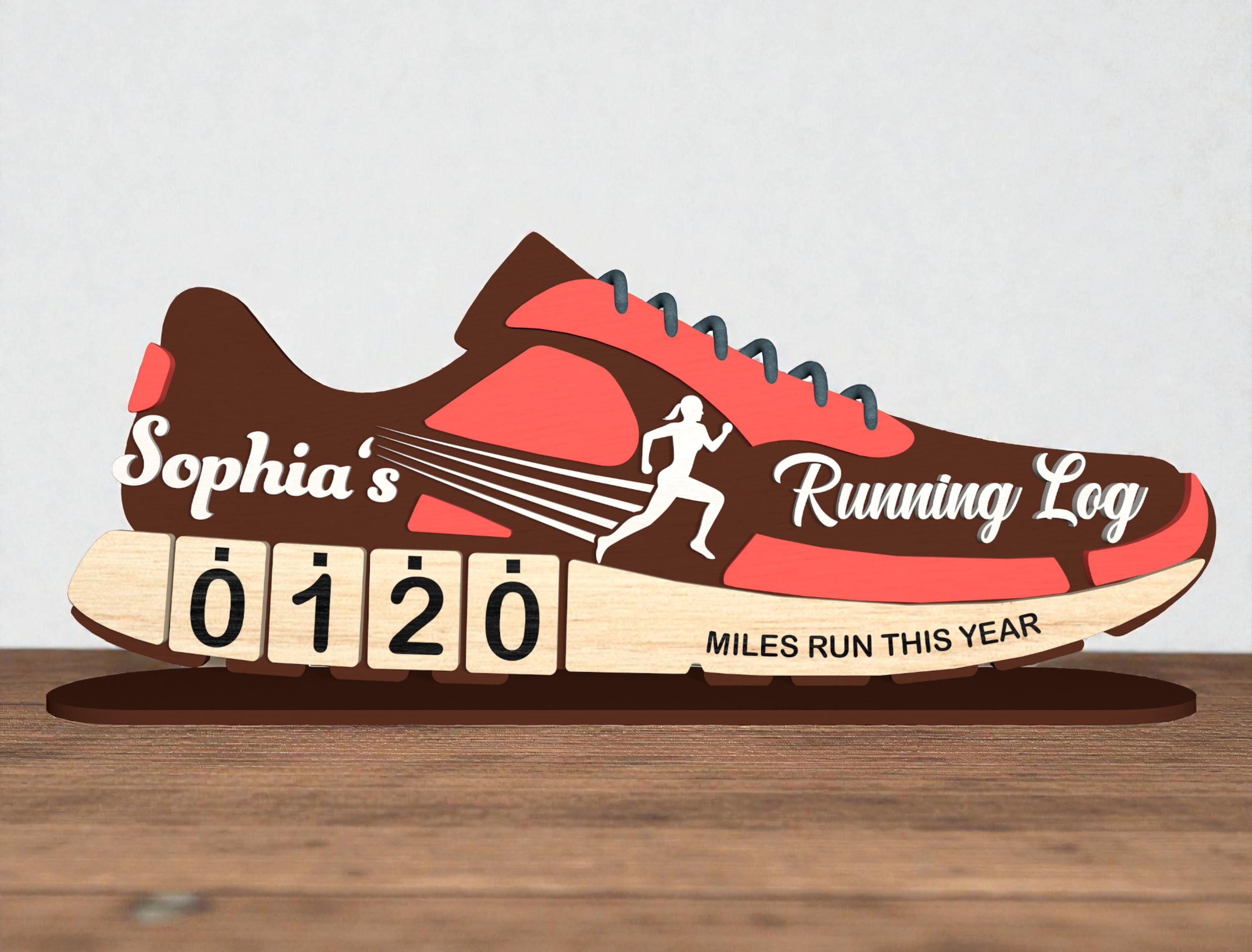 Personalized Running Miles Tracker Sign, Custom Shoe Shelf Decor, Miles Run This Year Counter, Gift for Runners