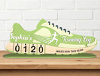 Personalized Running Miles Tracker Sign, Custom Shoe Shelf Decor, Miles Run This Year Counter, Gift for Runners