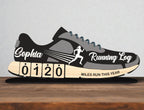 Personalized Running Miles Tracker Sign, Custom Shoe Shelf Decor, Miles Run This Year Counter, Gift for Runners