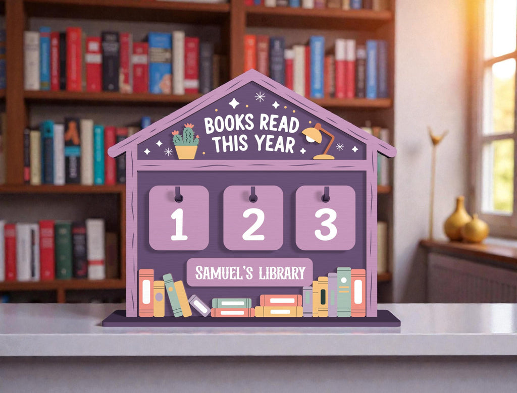 Personalized Books Read This Year Sign, Kids Book Tracker House, Custom Library Reading Counter, Pastel Bookshelf Decor