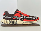 Personalized Running Miles Tracker Sign, Custom Shoe Shelf Decor, Miles Run This Year Counter, Gift for Runners