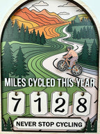 Vintage Wooden Cycling Tracker Sign, Personalized Miles Cycled This Year Counter, Custom Bike Mileage Tracker, Gift for Cyclists