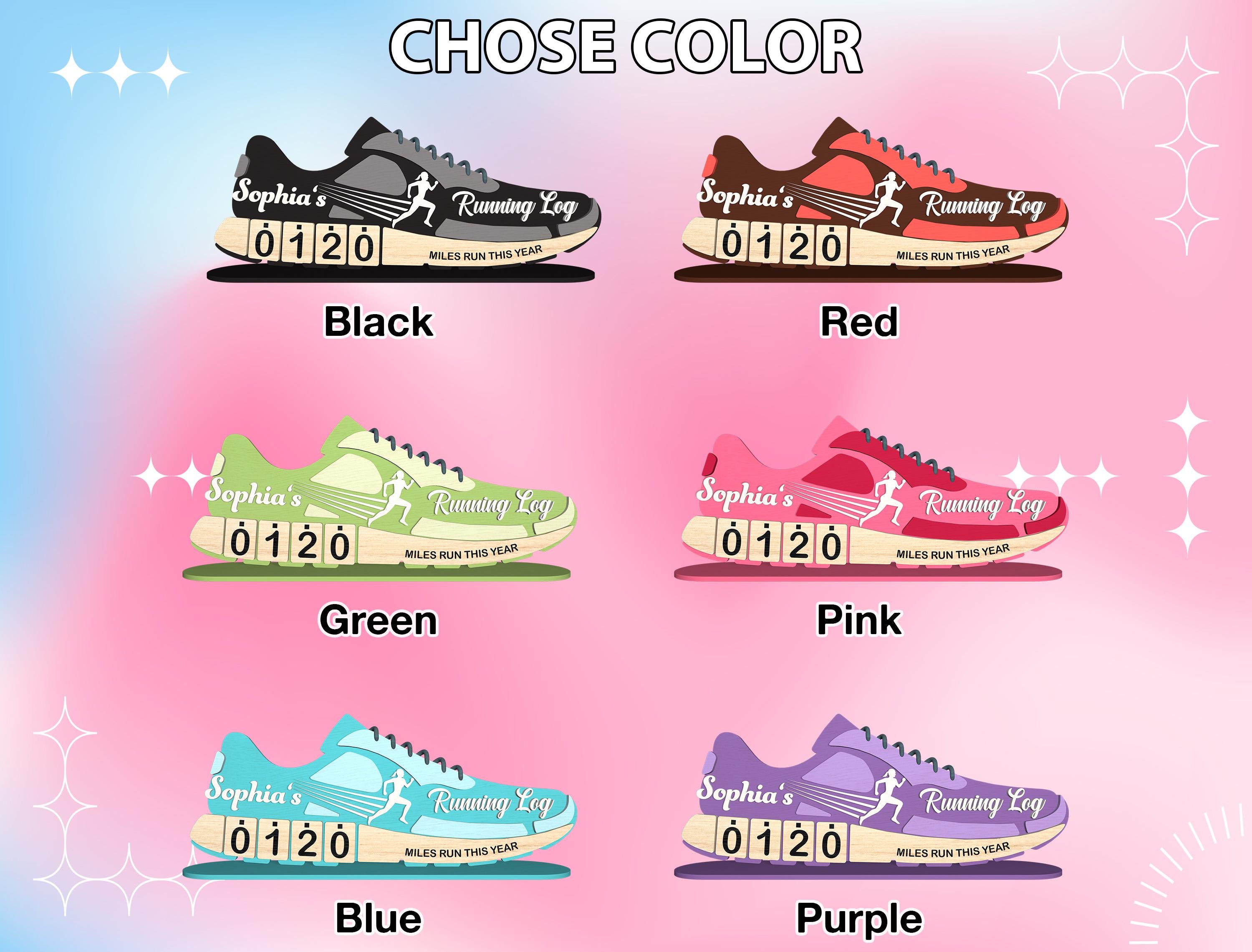 Personalized Running Miles Tracker Sign, Custom Shoe Shelf Decor, Miles Run This Year Counter, Gift for Runners