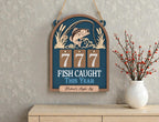 Personalized Fish Caught This Year Wooden Hanging Tracker, Custom Angler Log Sign, Fishing Catch Counter Decor, Fisherman Gift