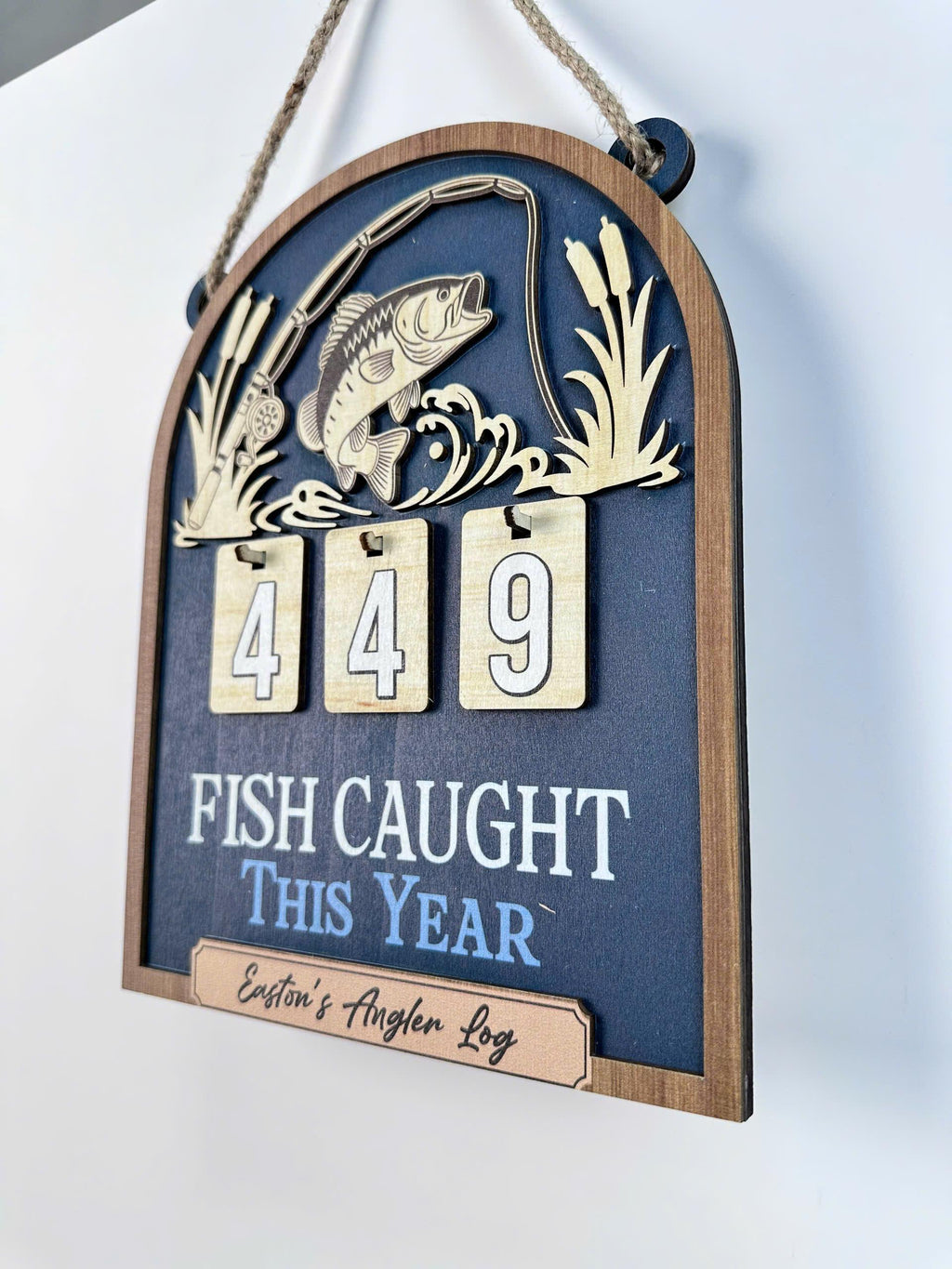 Personalized Fish Caught This Year Wooden Hanging Tracker, Custom Angler Log Sign, Fishing Catch Counter Decor, Fisherman Gift