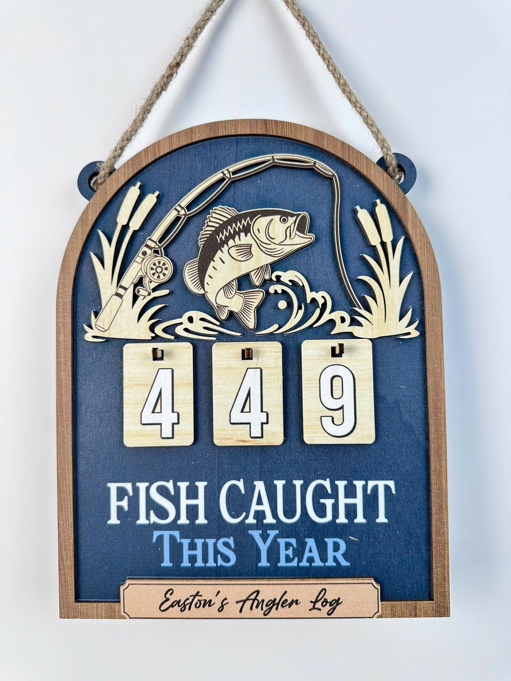 Personalized Fish Caught This Year Wooden Hanging Tracker, Custom Angler Log Sign, Fishing Catch Counter Decor, Fisherman Gift