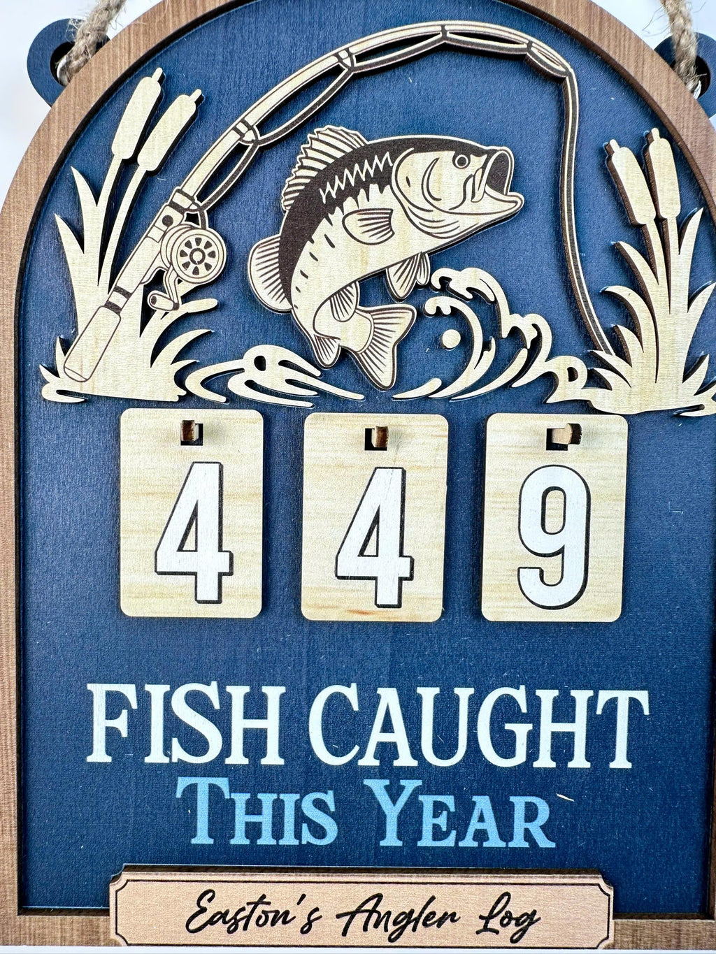 Personalized Fish Caught This Year Wooden Hanging Tracker, Custom Angler Log Sign, Fishing Catch Counter Decor, Fisherman Gift
