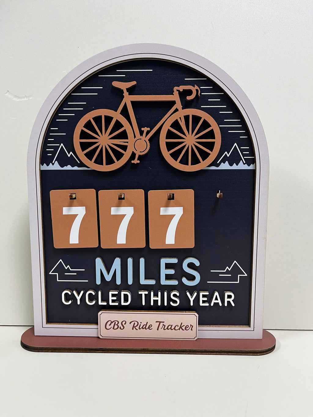 Personalized Miles Cycled Tracker Wooden Sign, Cycling Mileage Counter Tabletop Decor, Custom Bike Ride Tracker, Cyclist Gift