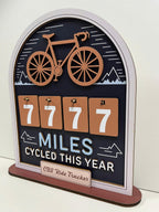 Personalized Miles Cycled Tracker Wooden Sign, Cycling Mileage Counter Tabletop Decor, Custom Bike Ride Tracker, Cyclist Gift