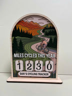 Vintage Wooden Cycling Tracker Sign, Personalized Miles Cycled This Year Counter, Custom Bike Mileage Tracker, Gift for Cyclists