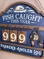 Personalized Fish Caught This Year Wooden Hanging Tracker, Custom Angler Log Sign, Fishing Catch Counter, Fisherman Gift Decor