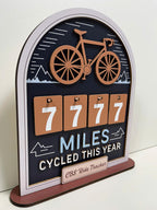 Personalized Miles Cycled Tracker Wooden Sign, Cycling Mileage Counter Tabletop Decor, Custom Bike Ride Tracker, Cyclist Gift