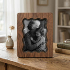 Personalized Scalloped Wood Photo Frame, Custom Family Picture Frame, Wavy Border 3-Layer Plywood Frame, Unique Best Friend Birthday Gift