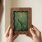 Lily of the Valley Wood Picture Frame, Scalloped Plywood Wall Decor, Wavy Border Botanical Art, May Birth Flower Gift 7x9 9x11 11x14 14x18