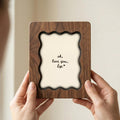 Wavy Scalloped Wood Picture Frame, 3-Layer Plywood Walnut Finish Art Decor, Unique Squiggle Photo Frame 7x9 9x11 11x14 14x18, Couple Gift