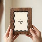 Wavy Scalloped Wood Picture Frame, 3-Layer Plywood Walnut Finish Art Decor, Unique Squiggle Photo Frame 7x9 9x11 11x14 14x18, Couple Gift