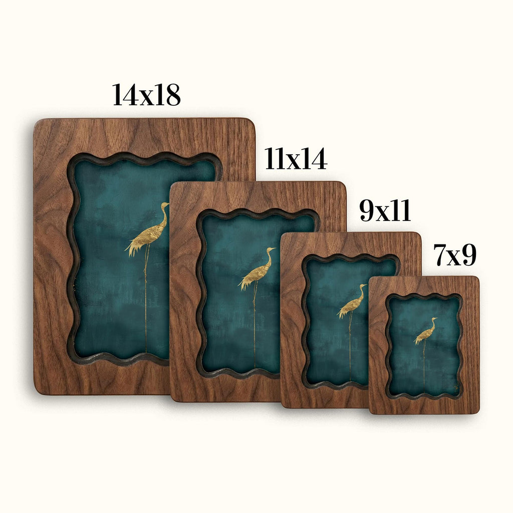 Wood Picture Frame, Scalloped Photo Frame, Wooden Frame 8x10, Custom Picture Frame, Tabletop Art Frame, Wall Decor Frame, Canvas Art Frame