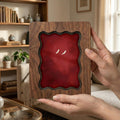 Wavy Scalloped Wood Picture Frame, 3-Layer Plywood Walnut Finish Wall Decor, Small to Large Photo Frame 7x9 9x11 11x14 14x18, Unique Gift