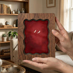 Wavy Scalloped Wood Picture Frame, 3-Layer Plywood Walnut Finish Wall Decor, Small to Large Photo Frame 7x9 9x11 11x14 14x18, Unique Gift