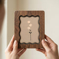 Wavy Scalloped Wooden Picture Frame, 3-Layer Plywood Walnut Finish Photo Frame, Minimalist Floral Wall Art Decor, 7x9 9x11 11x14 14x18