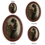 Medieval Woman Knight Reading Book Wall Art, Fantasy Female Warrior Portrait, 3D Layered Wood & Canvas Frame, Gothic Home Decor, 4 Sizes