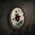 Anatomical Heart Wall Art with Flowers, Gothic Heart 3D Layered Wood & Canvas Frame, Dark Botanical Decor, Romantic Macabre Gift, 4 Sizes
