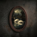 Swan Lake Oil Painting, Moody Dark Academia Wall Art, Vintage Swan Framed Canvas, Gothic Lake Landscape Decor, Elegant Wood Framed Art Gift