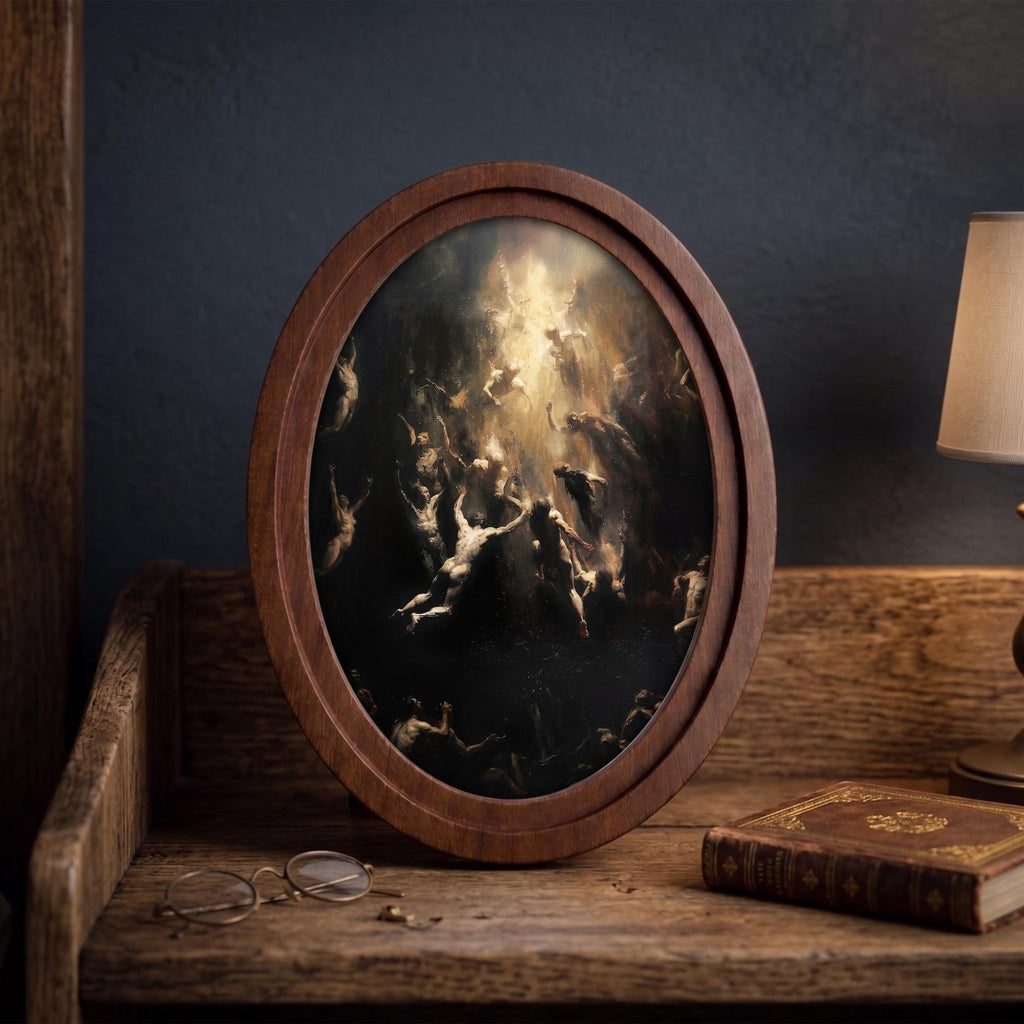 Renaissance Fallen Angels Oil Painting, Dark Academia Wall Art, Moody Baroque Framed Canvas, Gothic Mythology Decor, Wood Framed Horror Gift