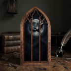Full Moon Painting, Gothic Window Wall Art, Flying Dragon Silhouette, Cathedral Arch Frame, Dark Academia Decor, Wood Laser Cut Layer Art