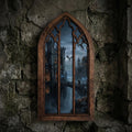 Wizard Academy Print, Gothic Window Wall Art, Magical Castle Painting, Cathedral Arch Frame, Dark Academia Decor, Wood Laser Cut Layered Art