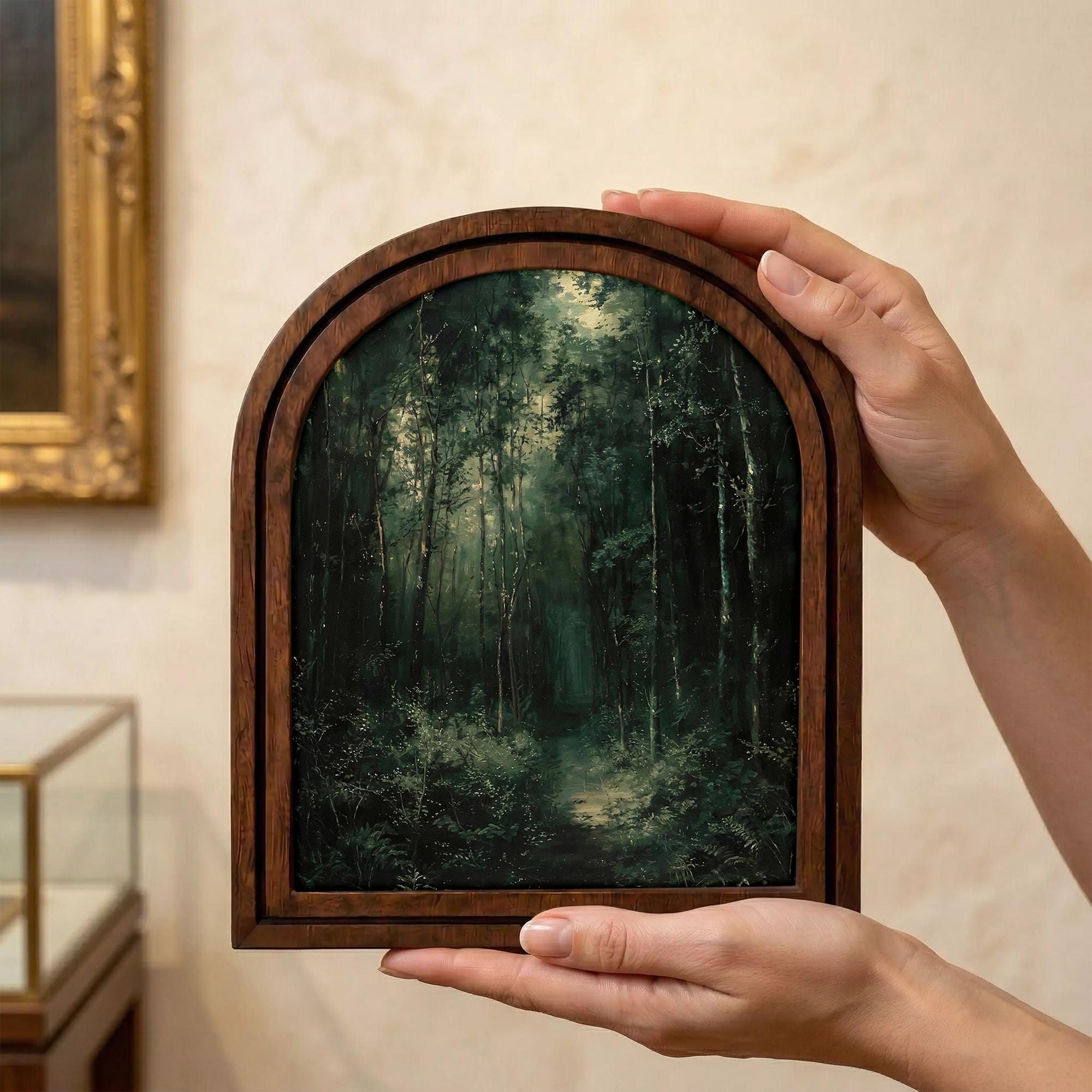 Nature Landscape Art, Dark Forest Painting, Moody Woods Wall Art, Cottagecore Decor, Rustic Wood Canvas, Vintage Greenery Print, Gift Art